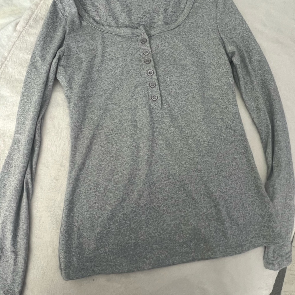 SHEIN Heather Gray Button-Up Blouse
